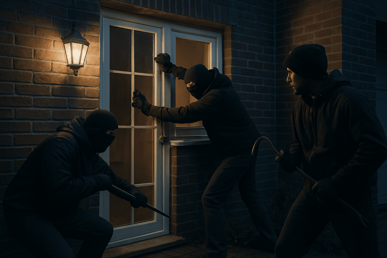 burglar trying to break into house through window